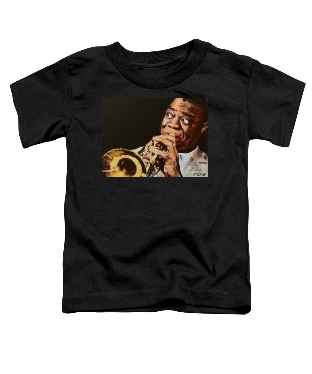  Jazz Trumpeter Toddler T-Shirt featuring the painting Satchmo by Dragica Micki Fortuna