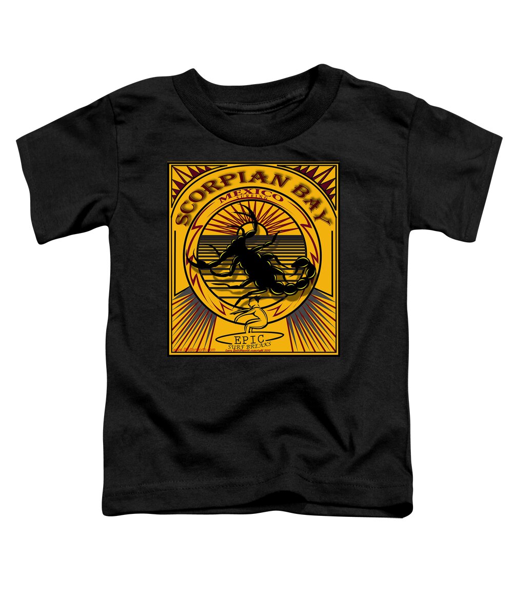 Surfing Toddler T-Shirt featuring the digital art Surfing Scorpion Bay Baja Mexico by Larry Butterworth