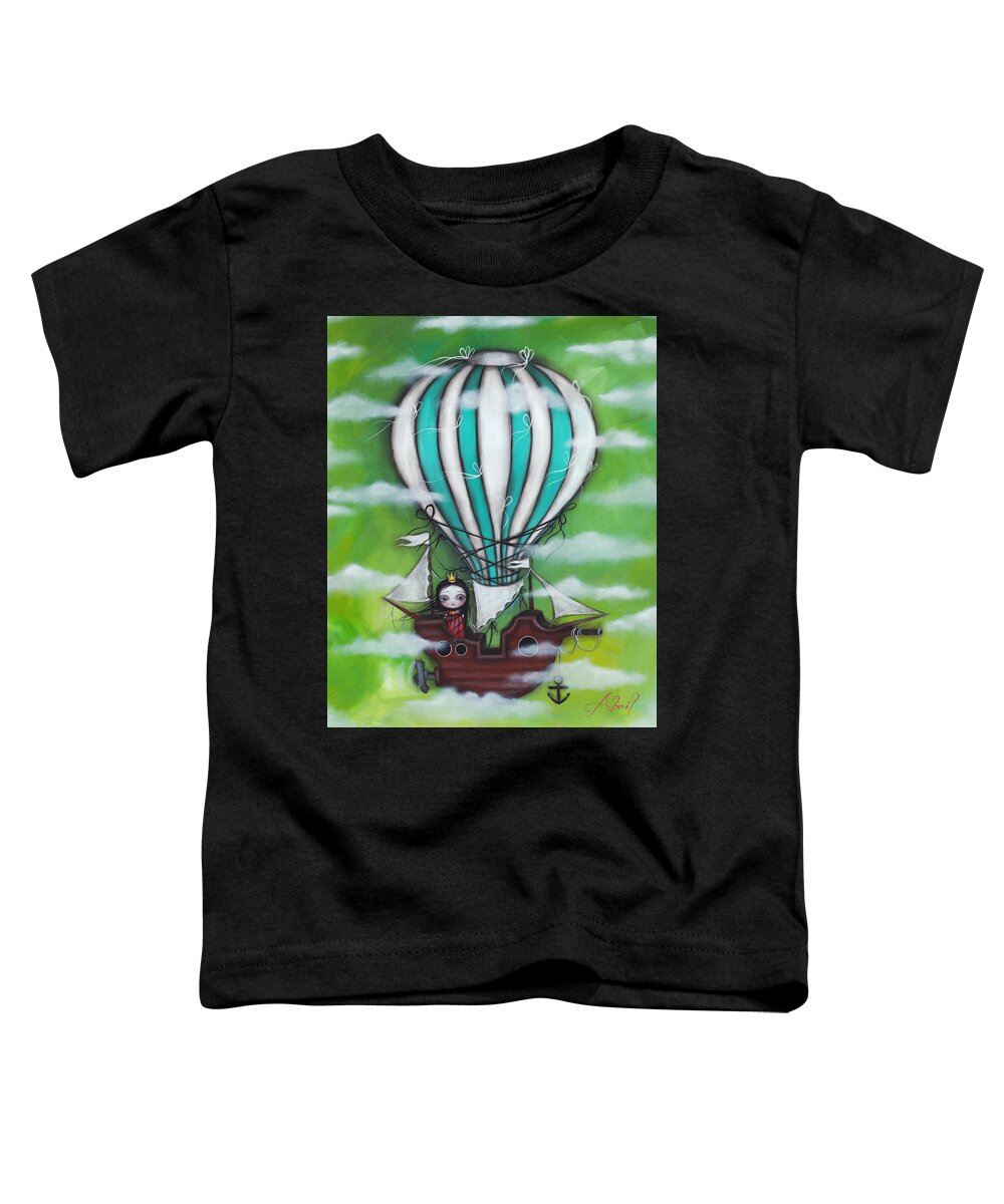 Air Ship Toddler T-Shirt featuring the painting Sea of Clouds by Abril Andrade