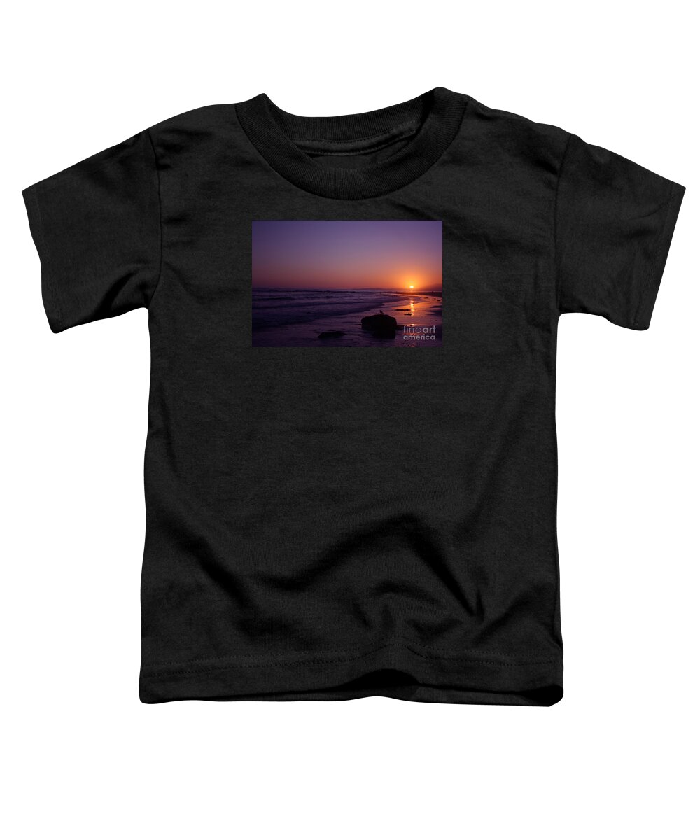 Seagull Toddler T-Shirt featuring the photograph Seagull Watching the Sunset Carpinteria State Beach by Ian Donley