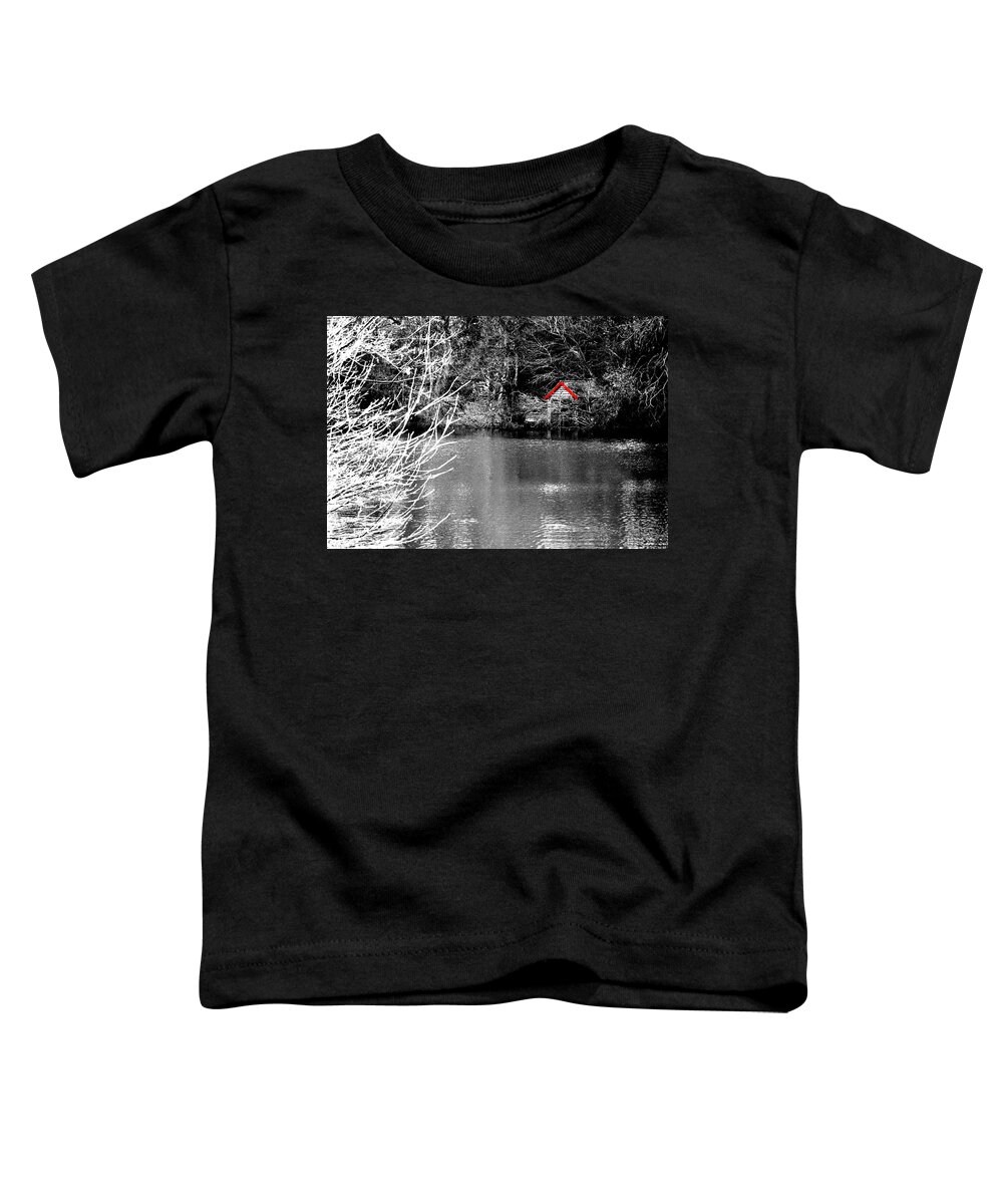 Black Toddler T-Shirt featuring the photograph Shed on the lake by Christopher Rowlands