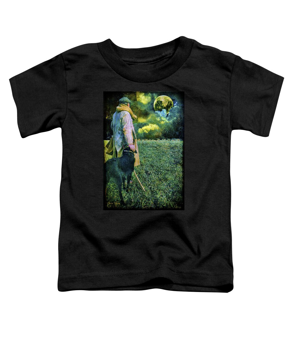 Shepherd Toddler T-Shirt featuring the photograph Shepherd and Moon by Chuck Staley