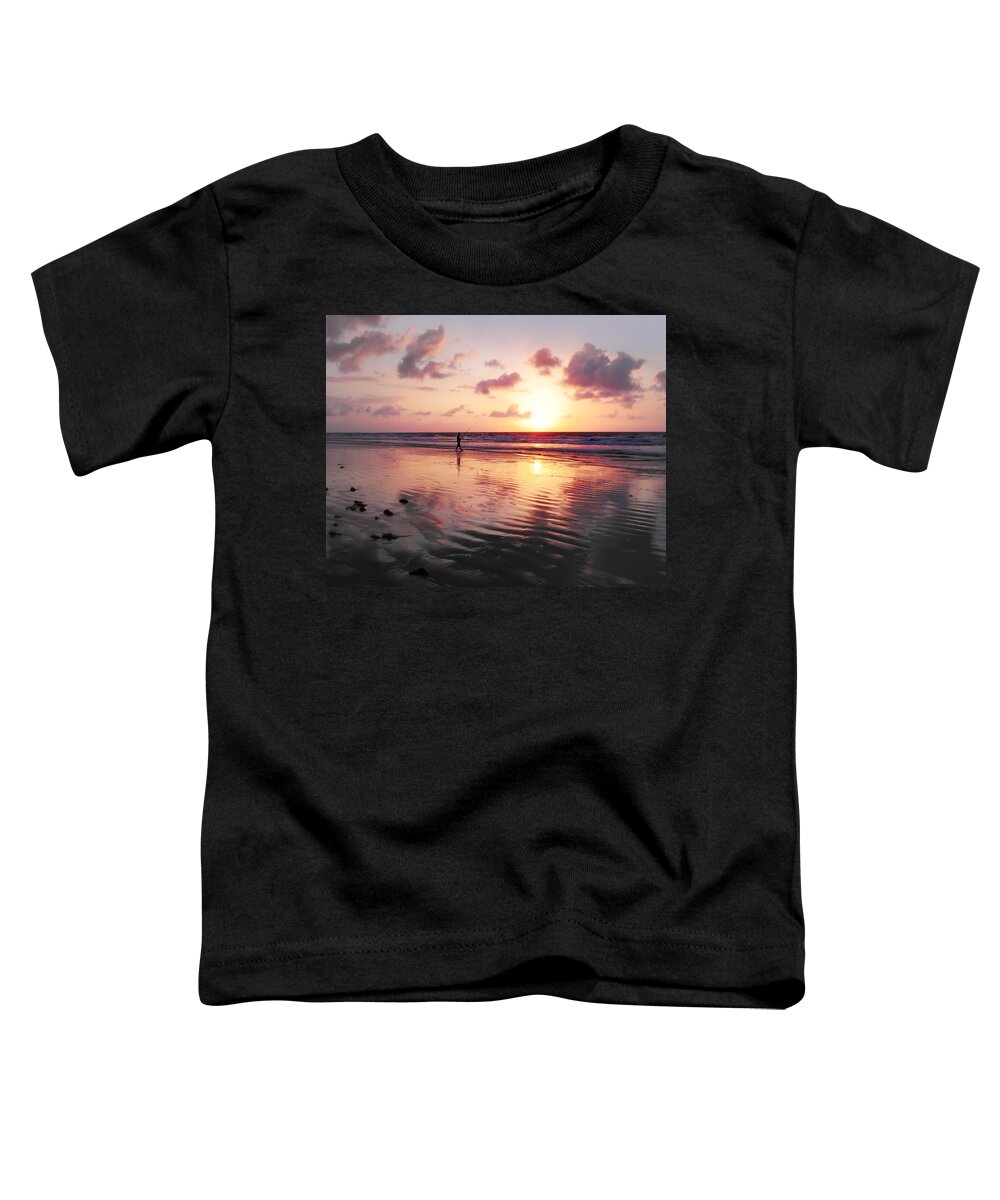 Beach Toddler T-Shirt featuring the photograph Shore Fishing by Frances Miller