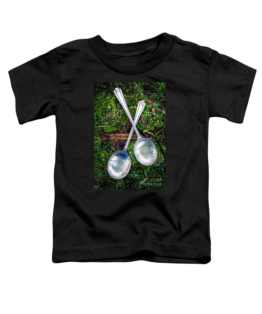 Moss Toddler T-Shirt featuring the photograph Silver Spoons by Edward Fielding