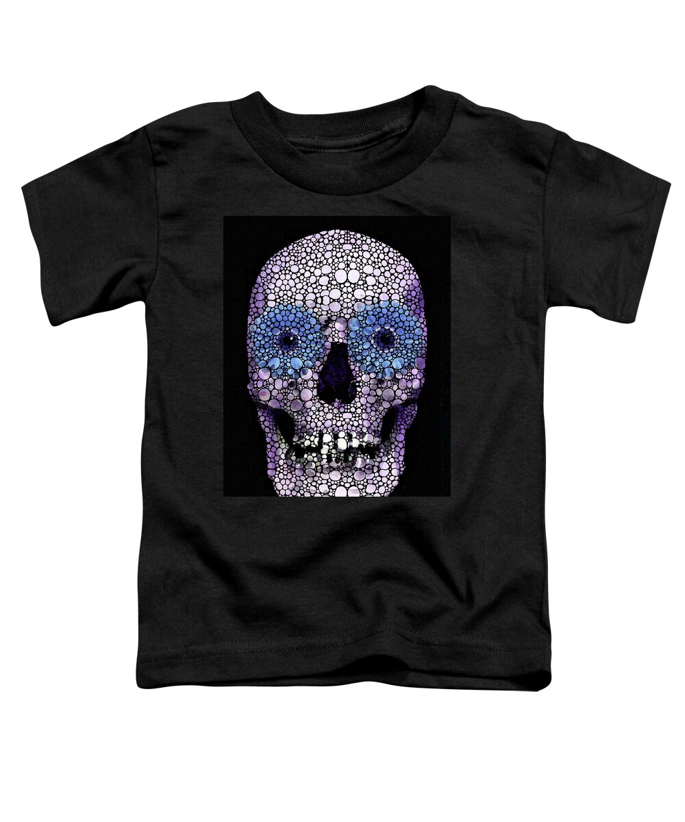 Skull Toddler T-Shirt featuring the painting Skull Art - Day Of The Dead 2 Stone Rock'd by Sharon Cummings
