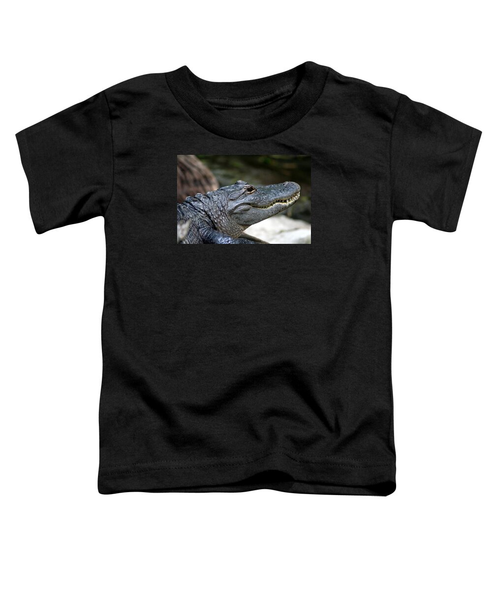 Alligator Toddler T-Shirt featuring the photograph Smiling Alligator by Valerie Collins