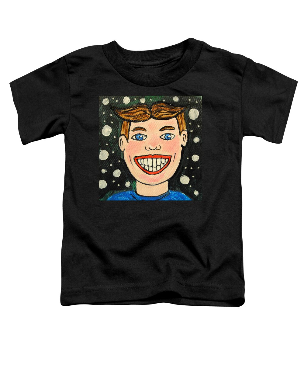 Asbury Park Toddler T-Shirt featuring the painting Smiling Boy by Patricia Arroyo