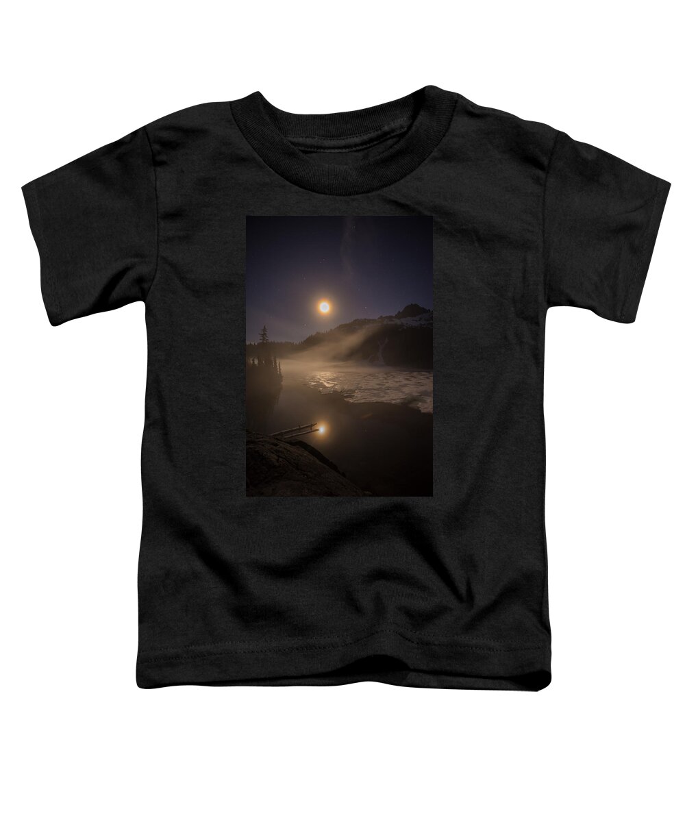 Snow Lake Toddler T-Shirt featuring the photograph Snow Lake Moondance by Mike Reid