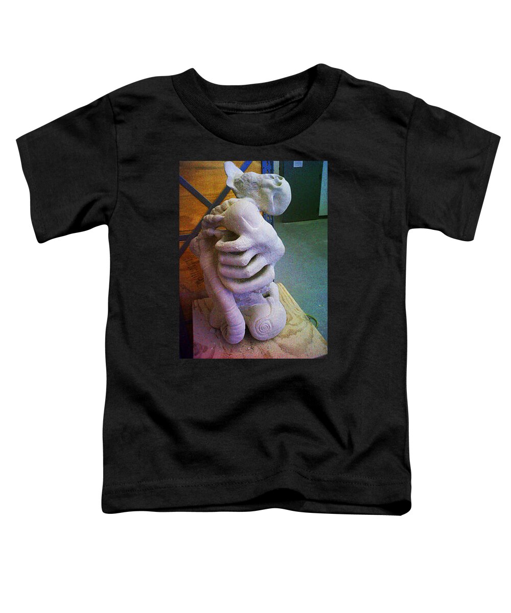 Hand-carved Sculpture Toddler T-Shirt featuring the sculpture Soup by Linda N La Rose