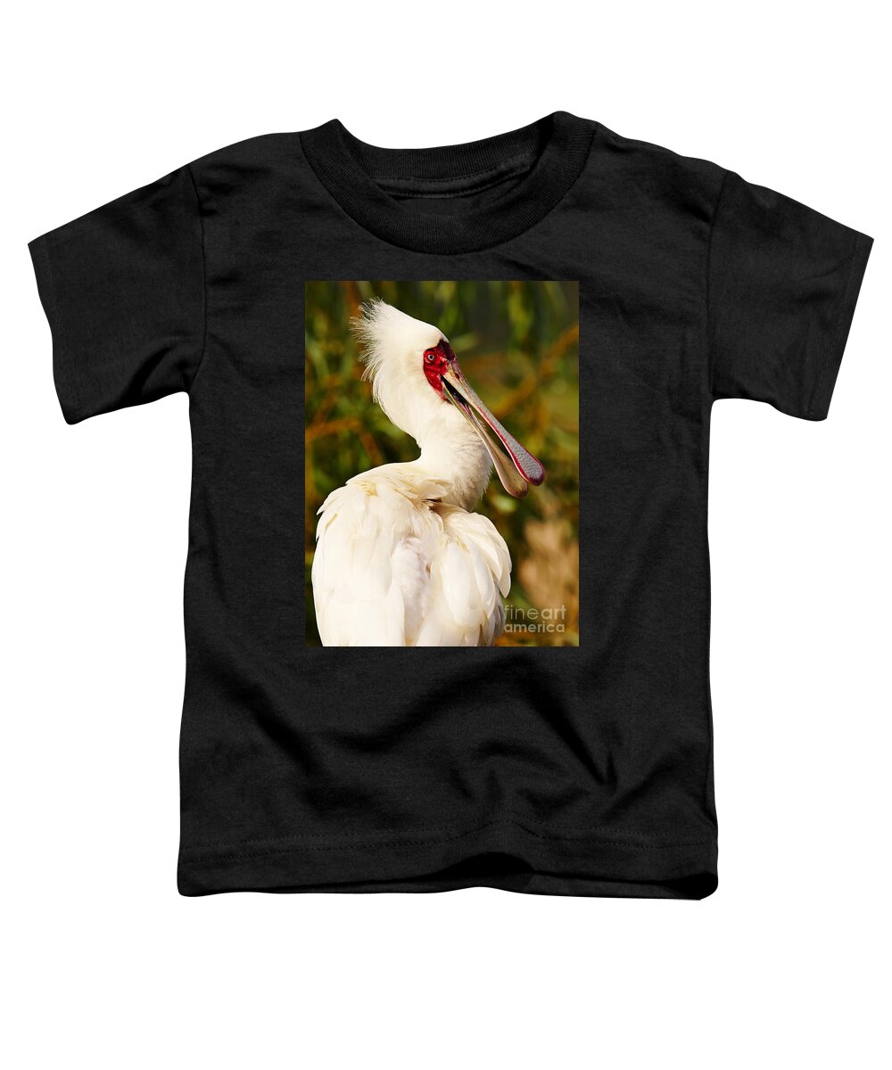 Spoonbill Toddler T-Shirt featuring the photograph Spoonbill in a tree by Nick Biemans