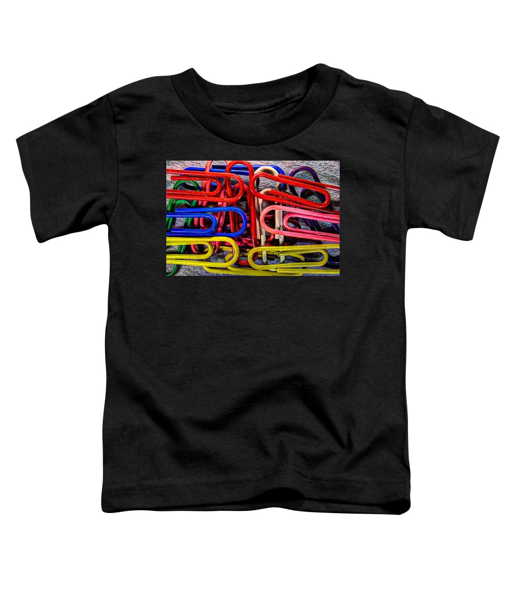 Macro Photography Toddler T-Shirt featuring the photograph Stacks of Clips by Richard J Cassato