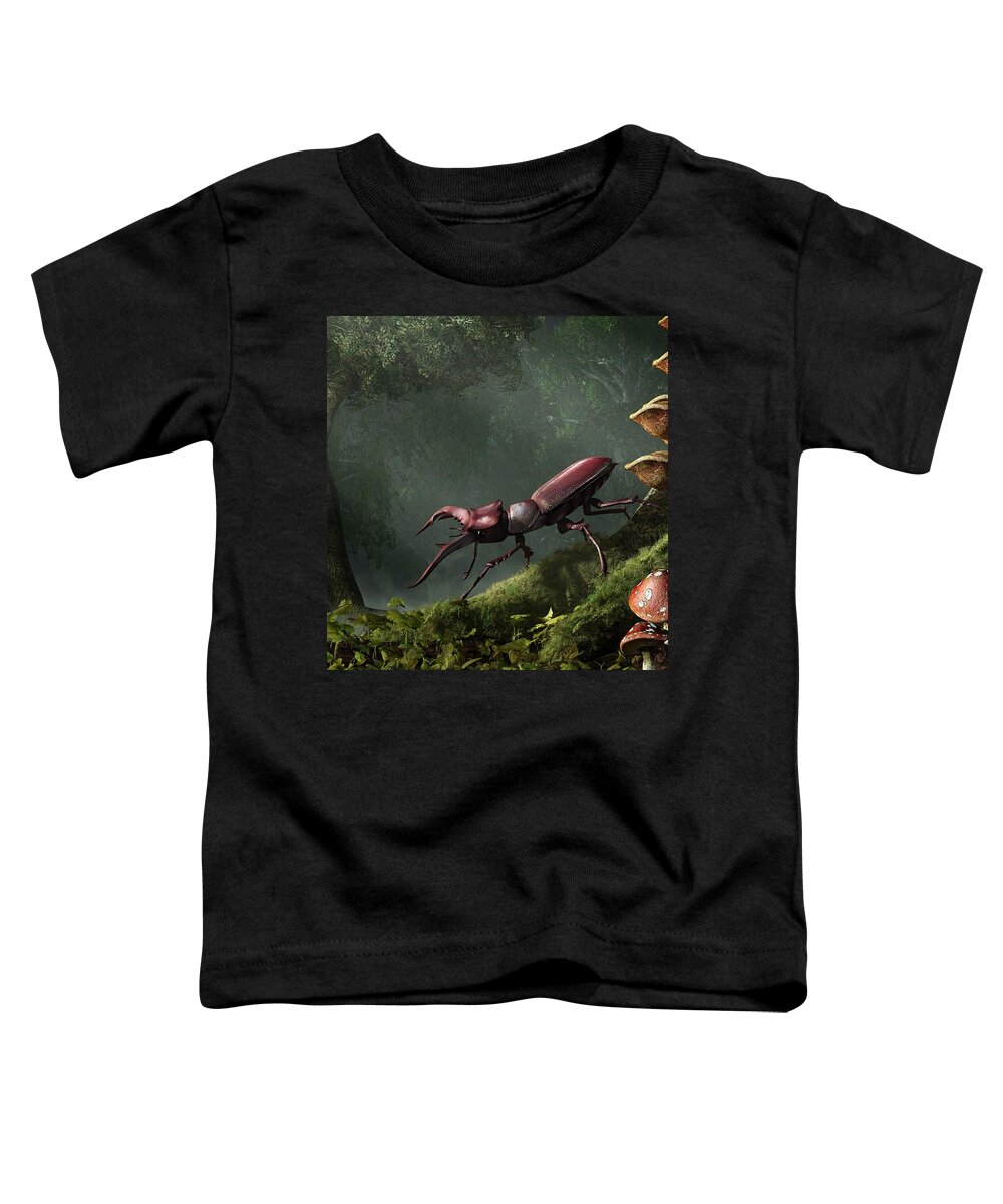 Stag Beetle Toddler T-Shirt featuring the digital art Stag Beetle by Daniel Eskridge