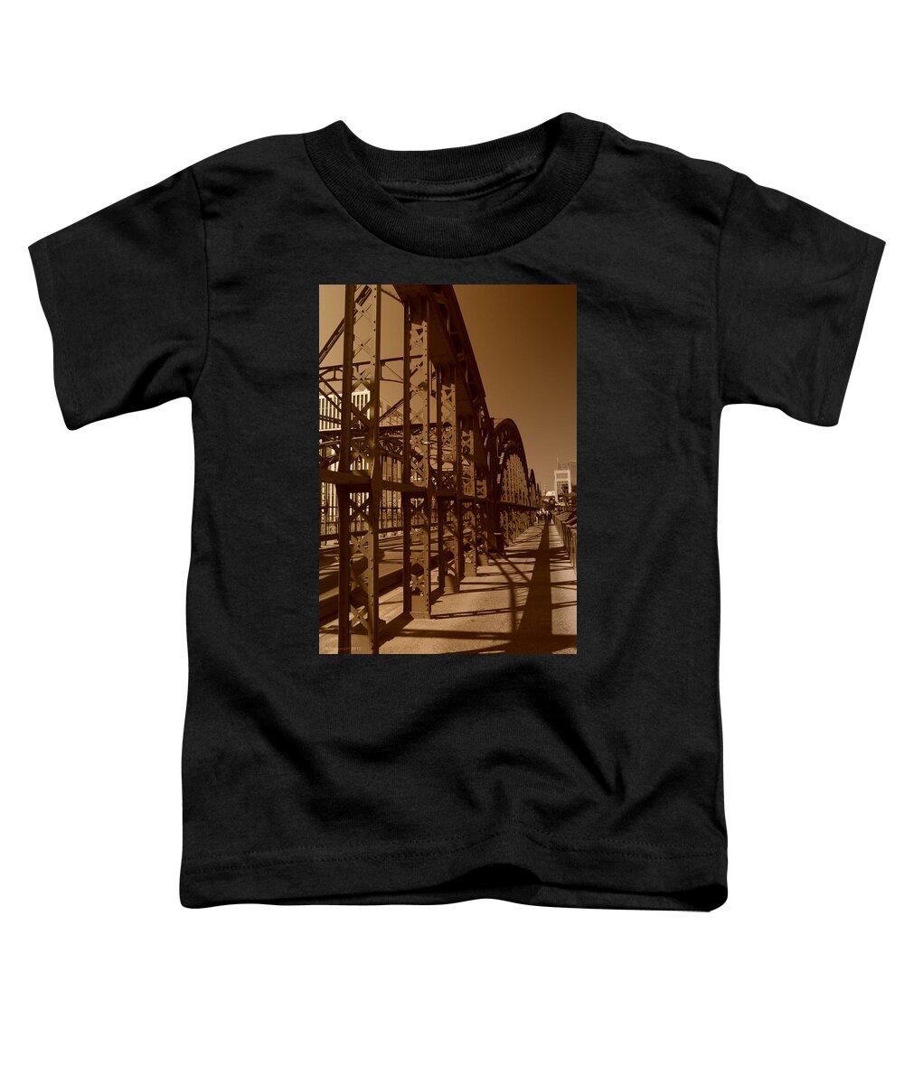 Steel Bridge Toddler T-Shirt featuring the photograph Steel Shadows by Miguel Winterpacht