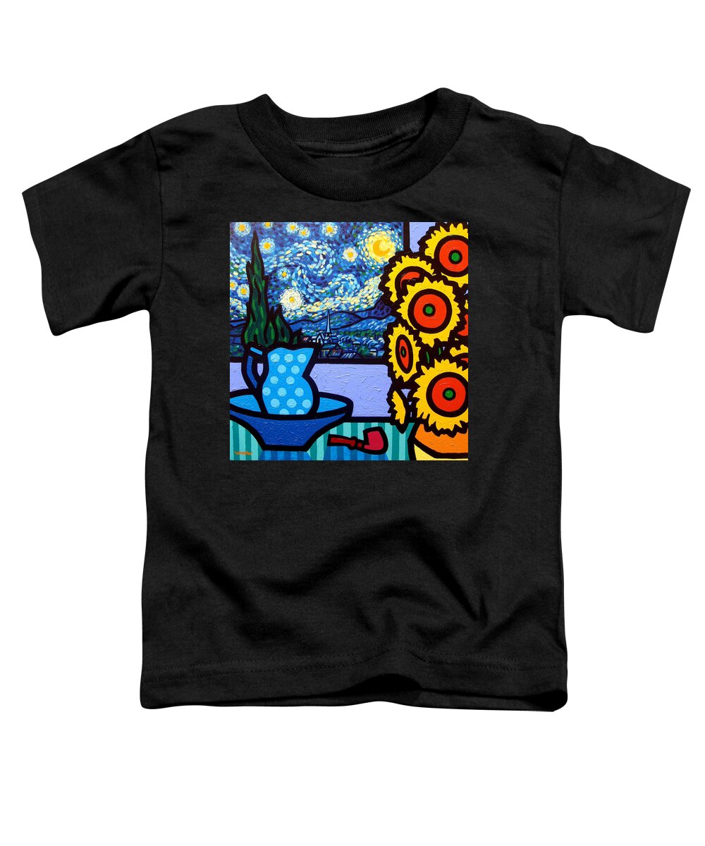Sunflower Toddler T-Shirt featuring the painting Still Life With Starry Night by John Nolan