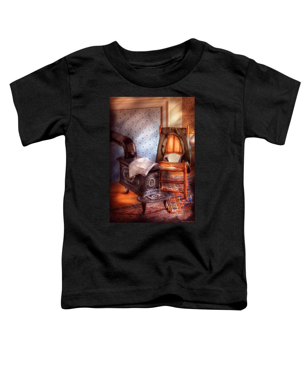 Savad Toddler T-Shirt featuring the photograph Stove - The stove and the Chair by Mike Savad