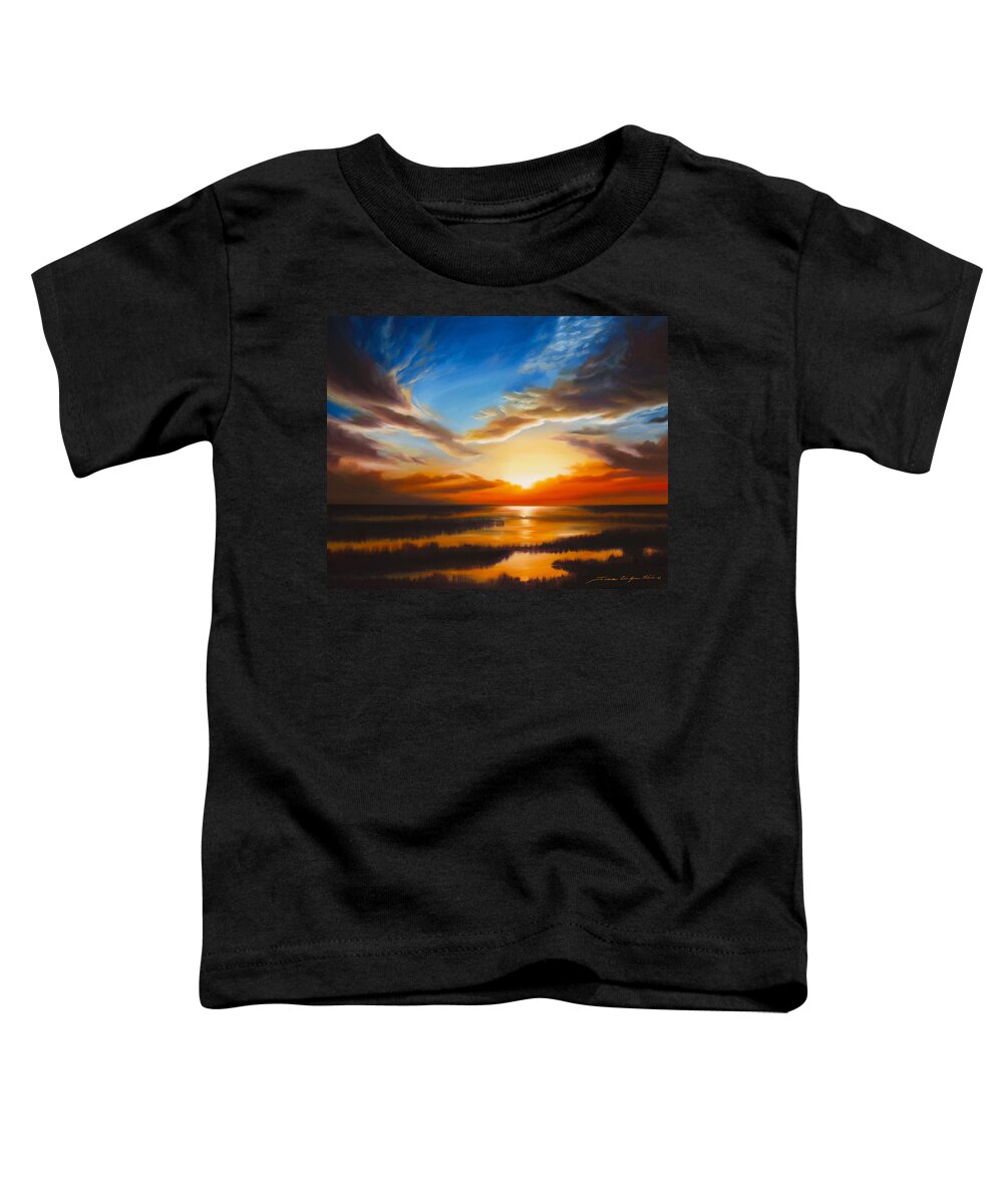 Sunrise Toddler T-Shirt featuring the painting Sundown by James Hill