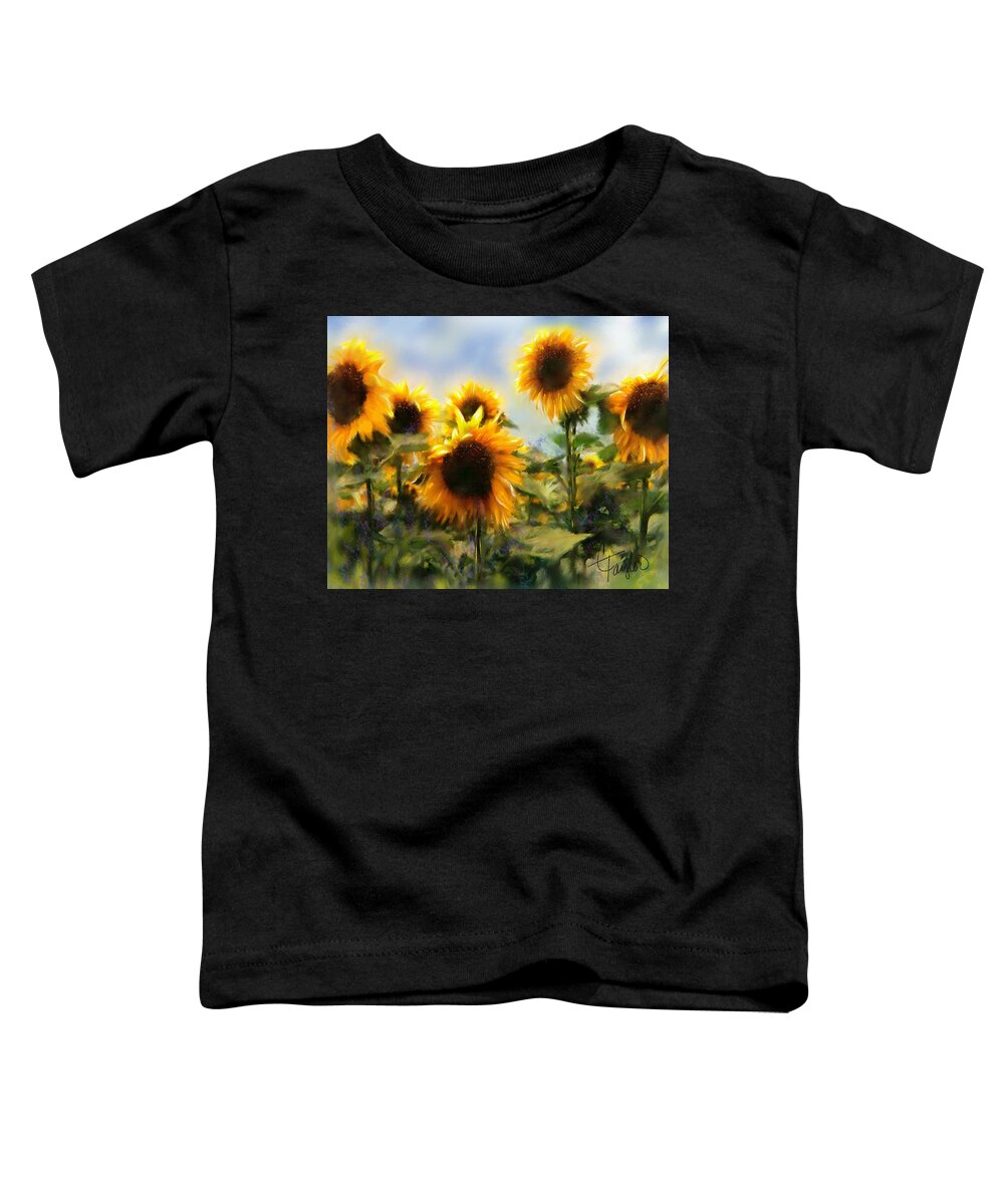 Sunflowers Toddler T-Shirt featuring the painting Sunny-Side Up by Colleen Taylor