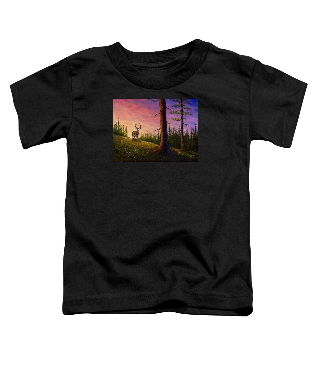 Landscape Toddler T-Shirt featuring the painting Sunrise Buck by Chris Steele