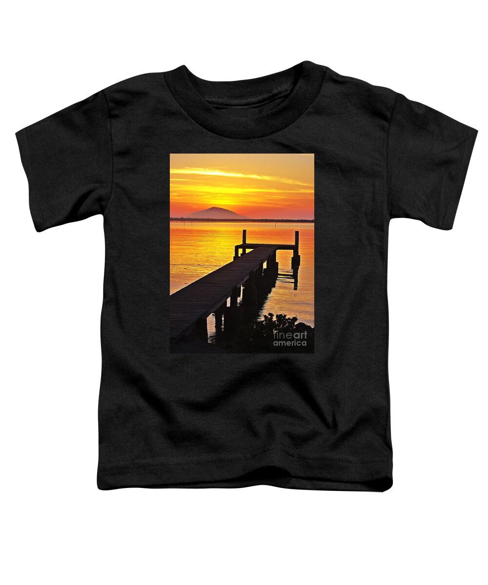 Blair Stuart Toddler T-Shirt featuring the photograph Sunrise on the jetty by Blair Stuart