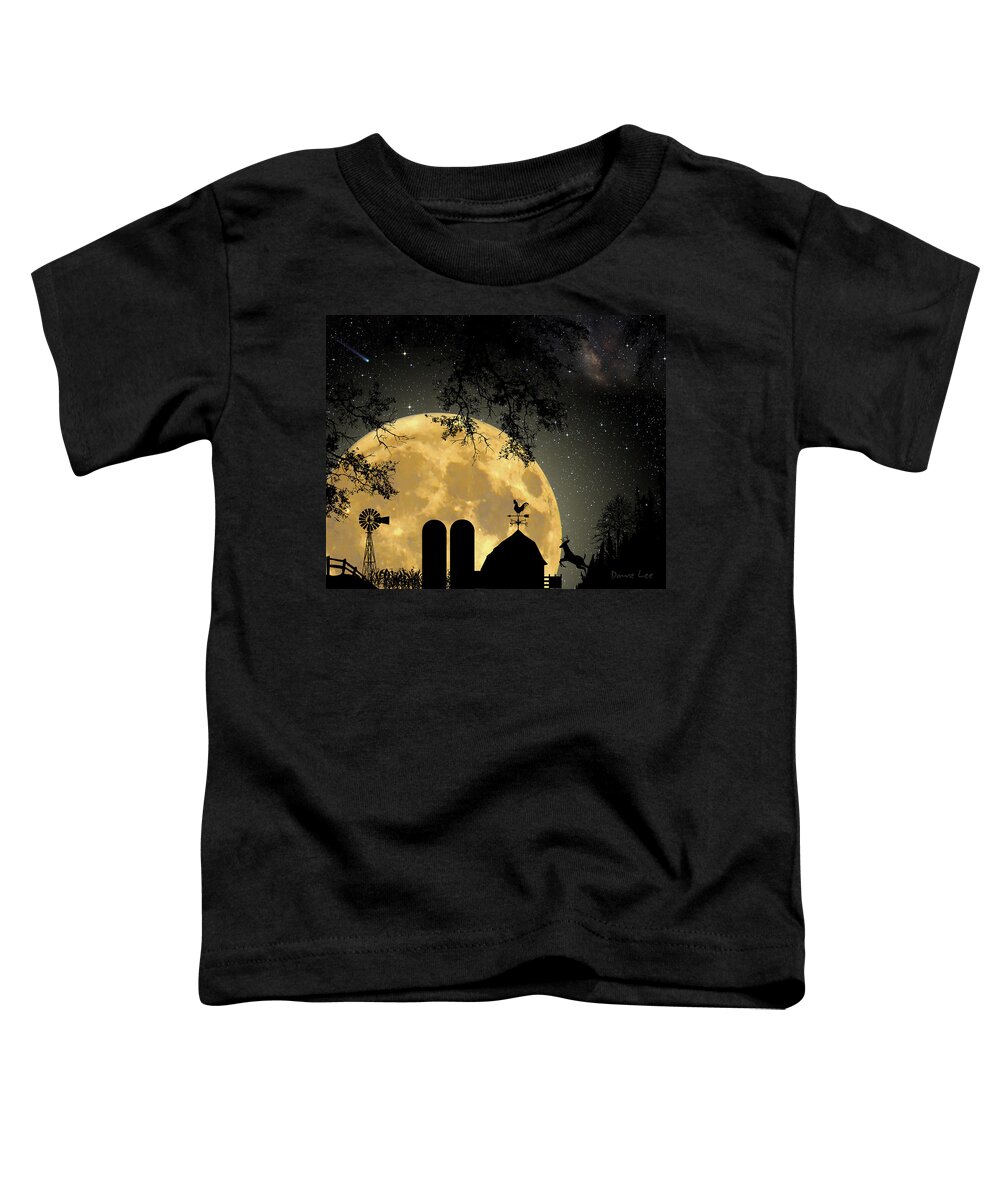 Moon Toddler T-Shirt featuring the digital art Super Moon Over the Farm by Dave Lee