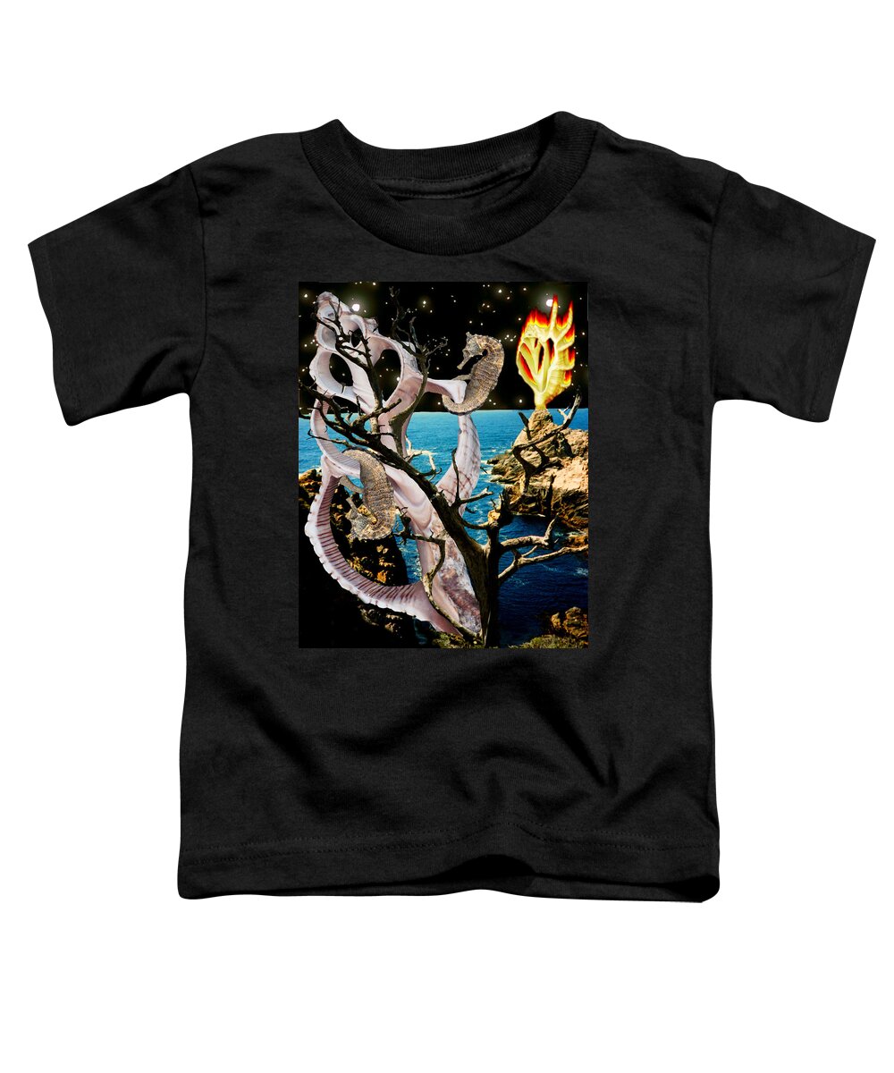 Shell Toddler T-Shirt featuring the digital art Surrealist Seascape by Lisa Yount