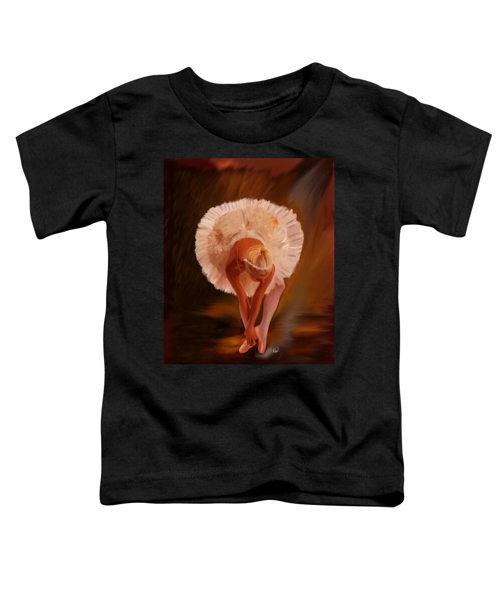 Ballerina Toddler T-Shirt featuring the painting Swan Warming Up 1 by Angela Stanton