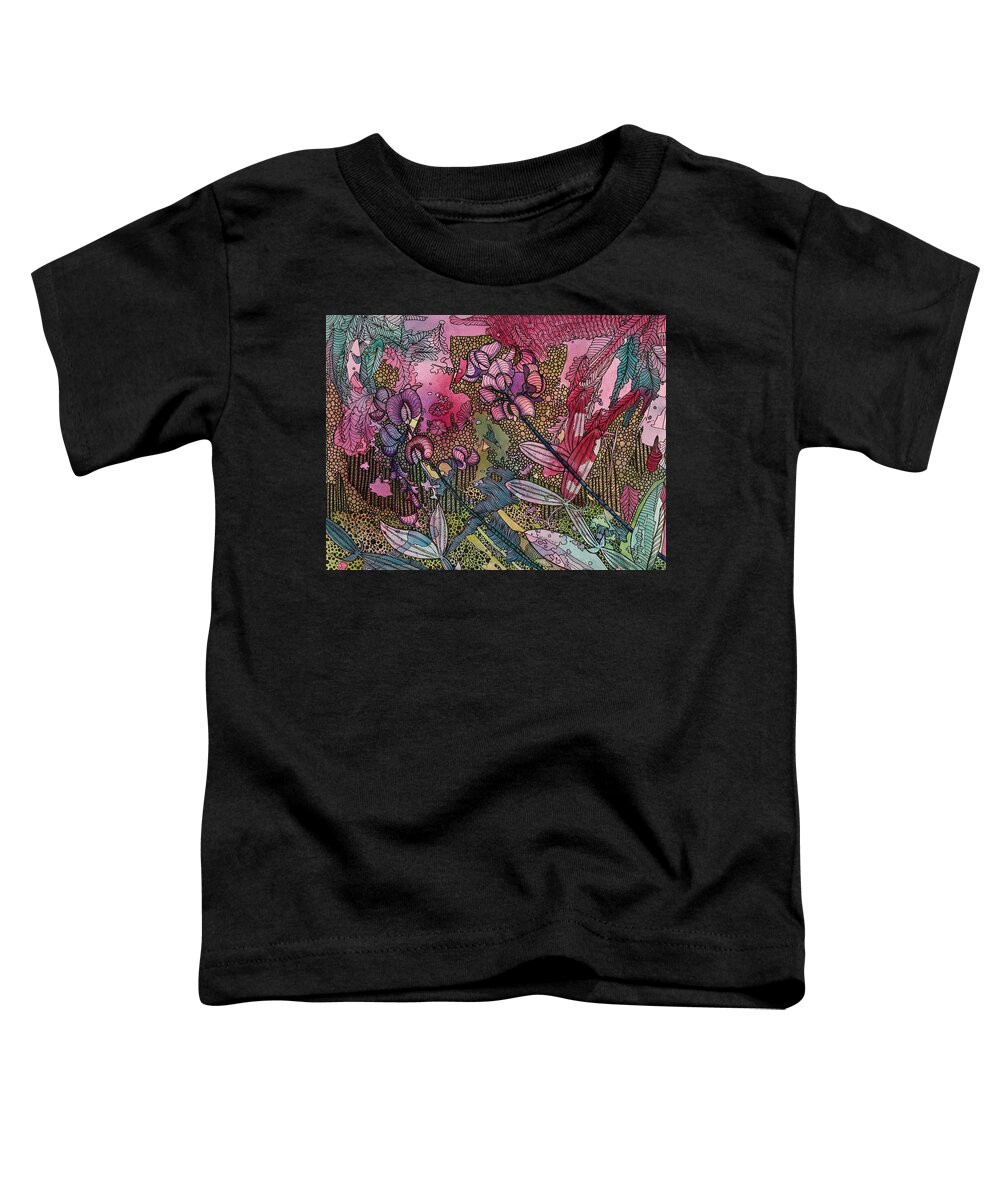 Peas Toddler T-Shirt featuring the painting Sweet Peas in Bloom by Terry Holliday