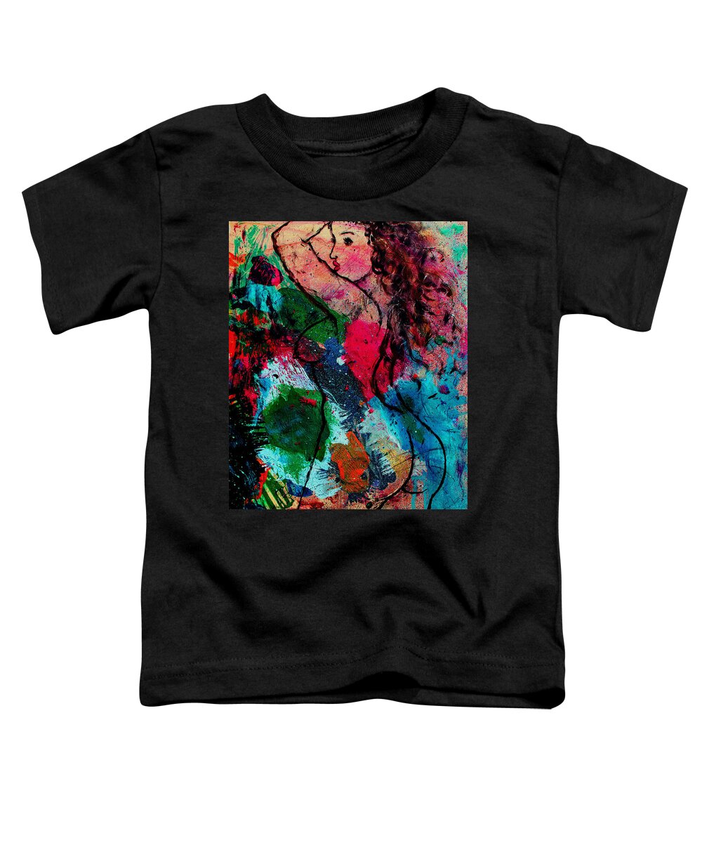 Swimming Nude Toddler T-Shirt featuring the painting Swimming Nude by Natalie Holland