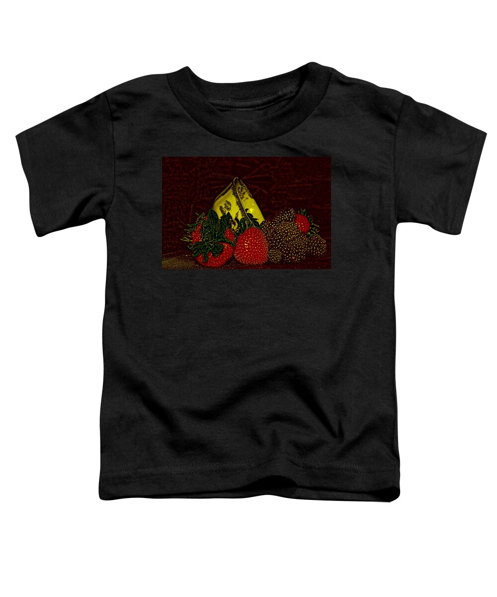 Teacup Toddler T-Shirt featuring the photograph Teacups and berries by Cathy Anderson
