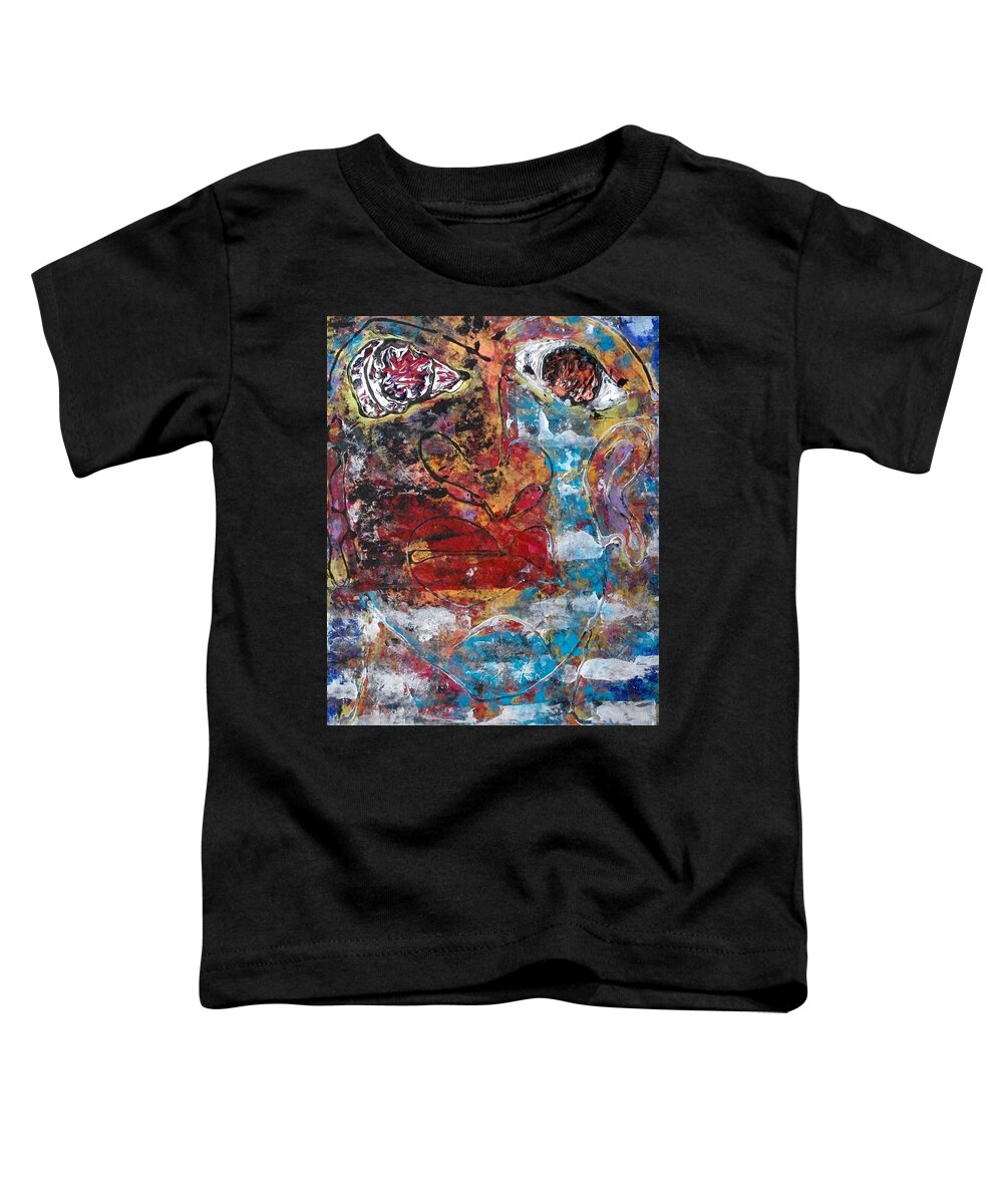 Native American Toddler T-Shirt featuring the painting Tears on the Trail Native American by Cleaster Cotton