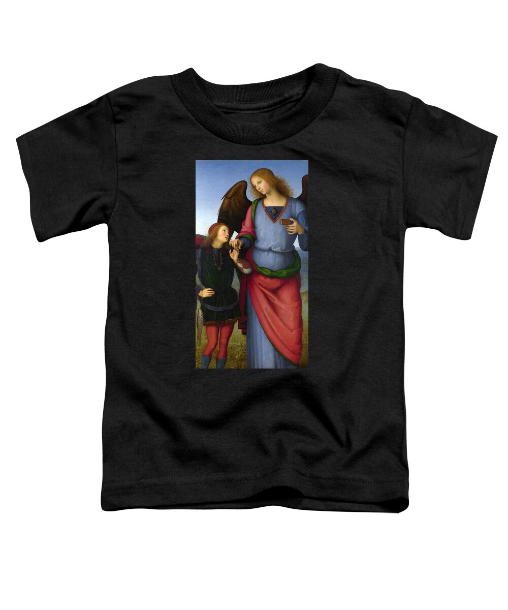 Pietro Perugino Toddler T-Shirt featuring the painting The Archangel Raphael with Tobias by Pietro Perugino
