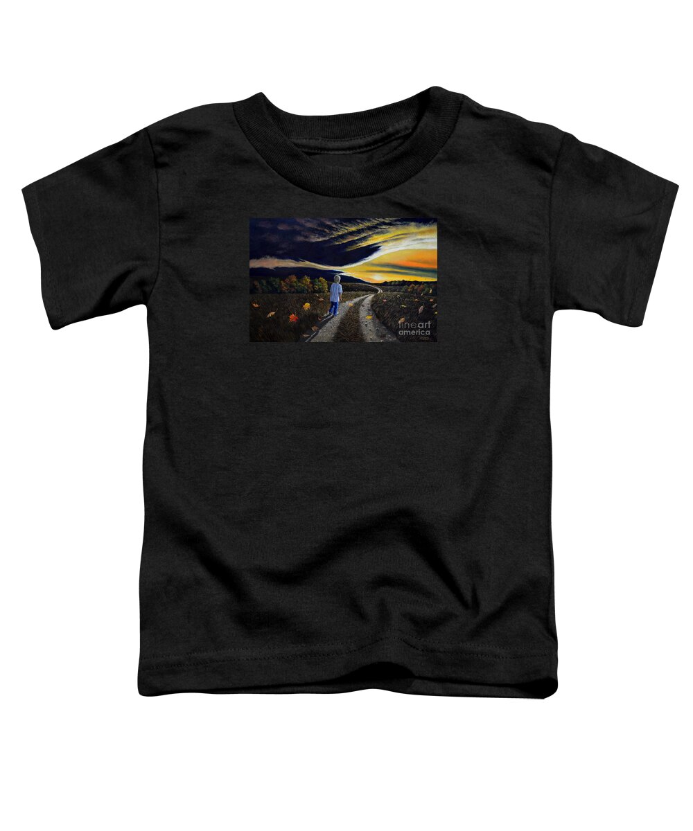 Autumn Toddler T-Shirt featuring the painting The Autumn Breeze by Christopher Shellhammer