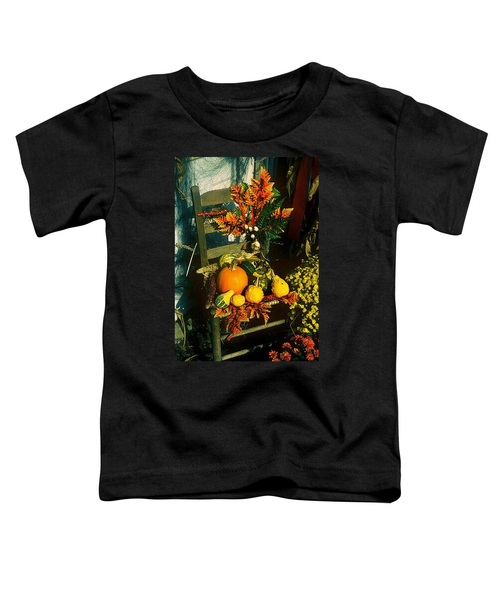 Fine Art Toddler T-Shirt featuring the photograph The Autumn Chair by Rodney Lee Williams
