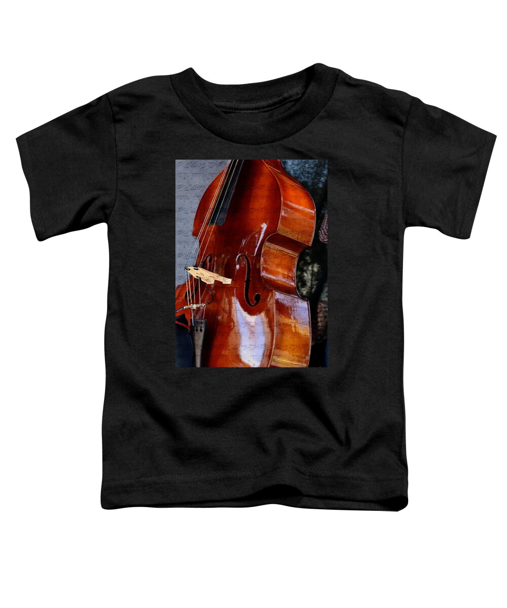 Bass Fiddle Toddler T-Shirt featuring the mixed media The Bass of Music by Kae Cheatham