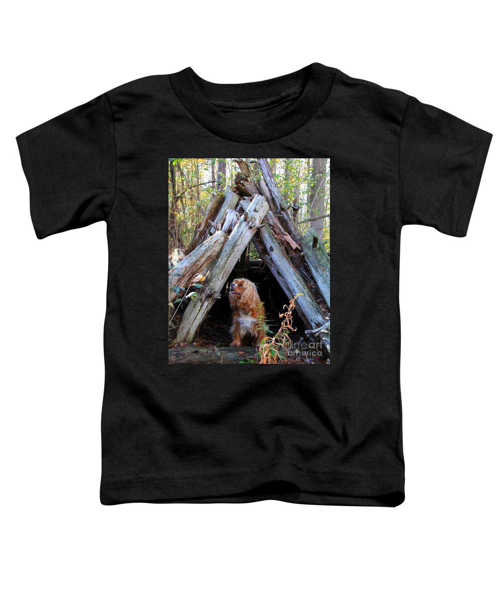 Dog Toddler T-Shirt featuring the photograph The Dog in the Teepee by Davandra Cribbie