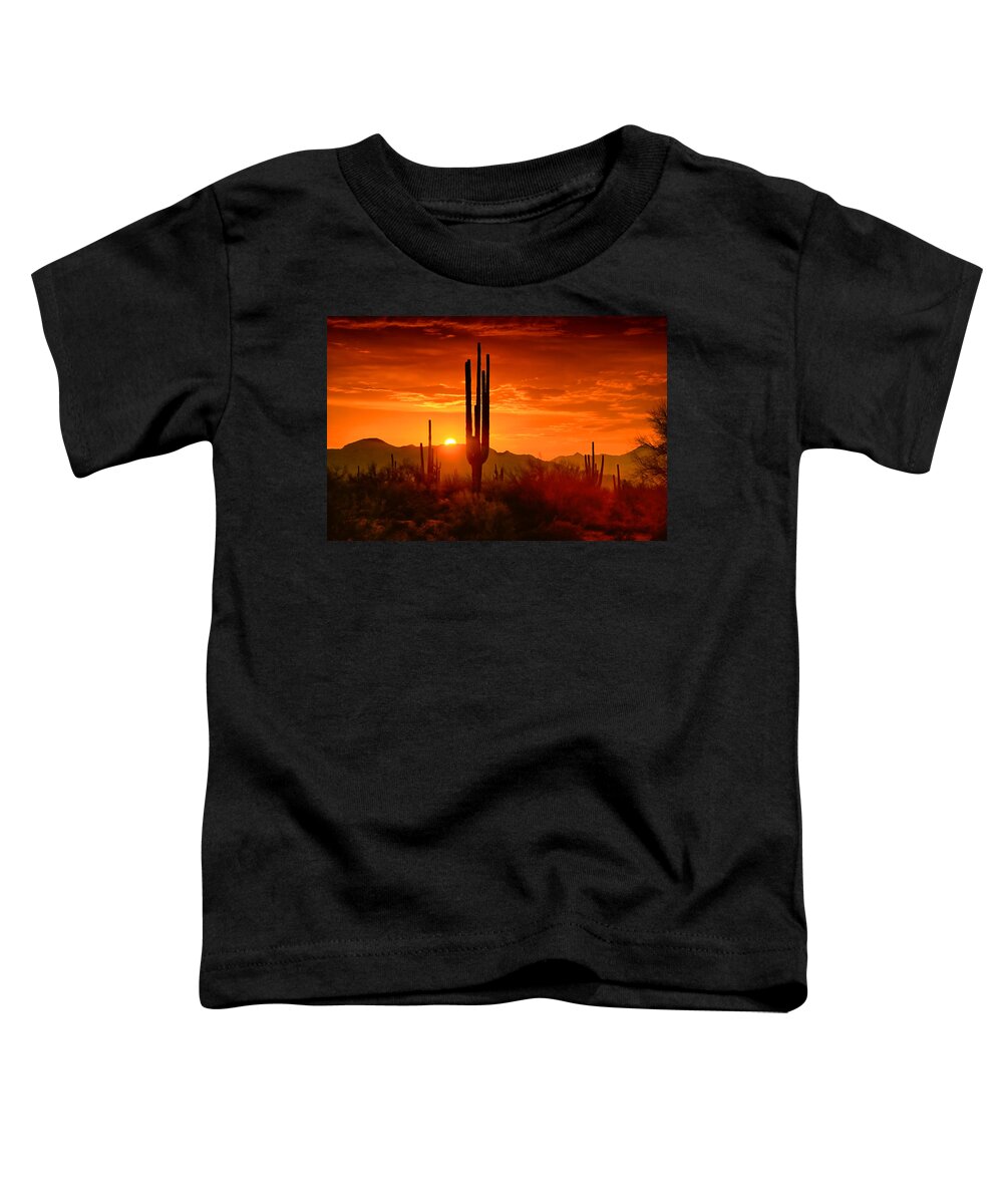 Sunset Toddler T-Shirt featuring the photograph The Golden Southwest Skies by Saija Lehtonen