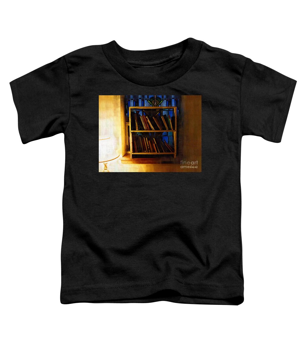Books Toddler T-Shirt featuring the painting The Pastor's Bookshelf by RC DeWinter