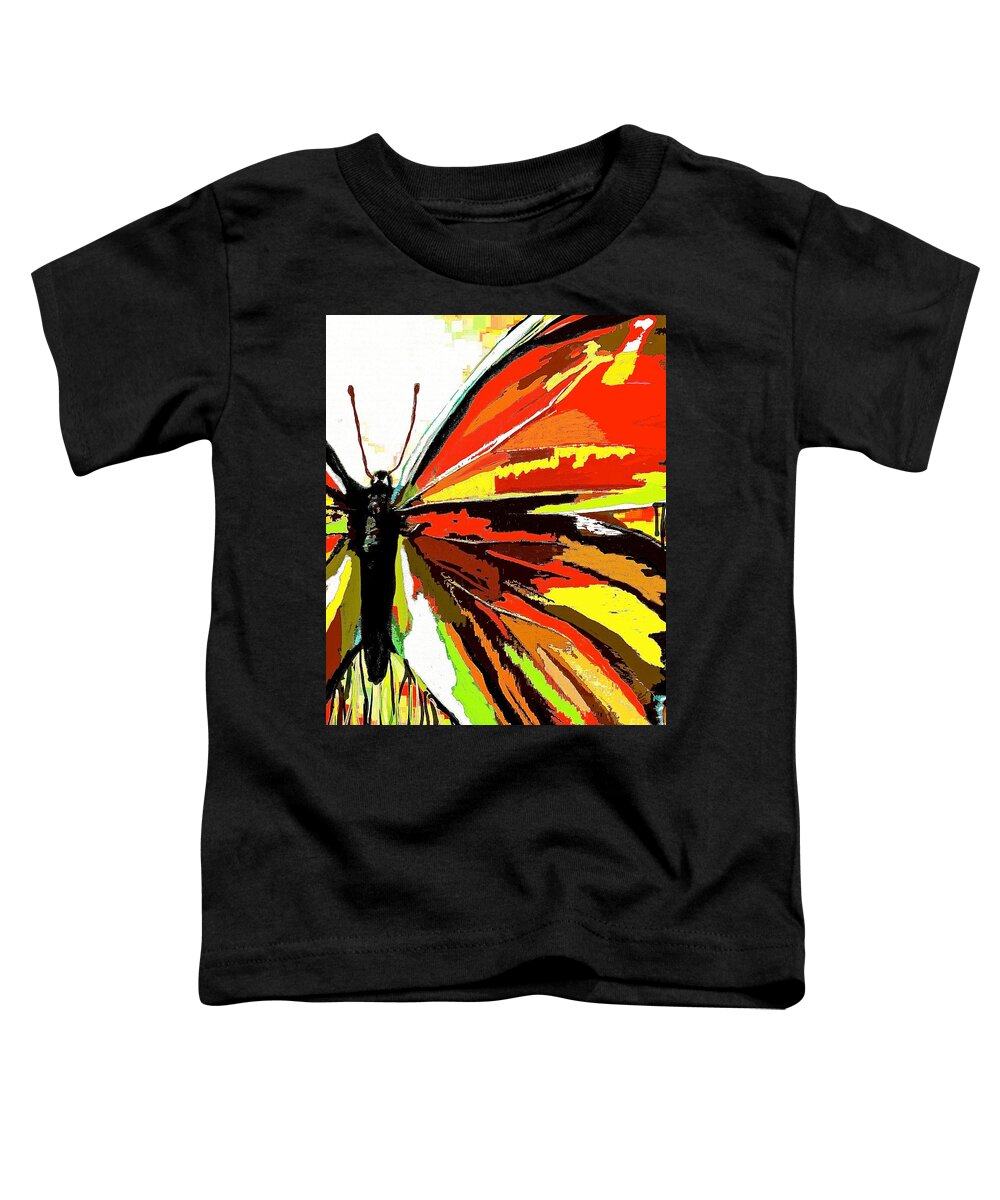 Red Butterfly Toddler T-Shirt featuring the painting The Red Butterfly by Saundra Myles