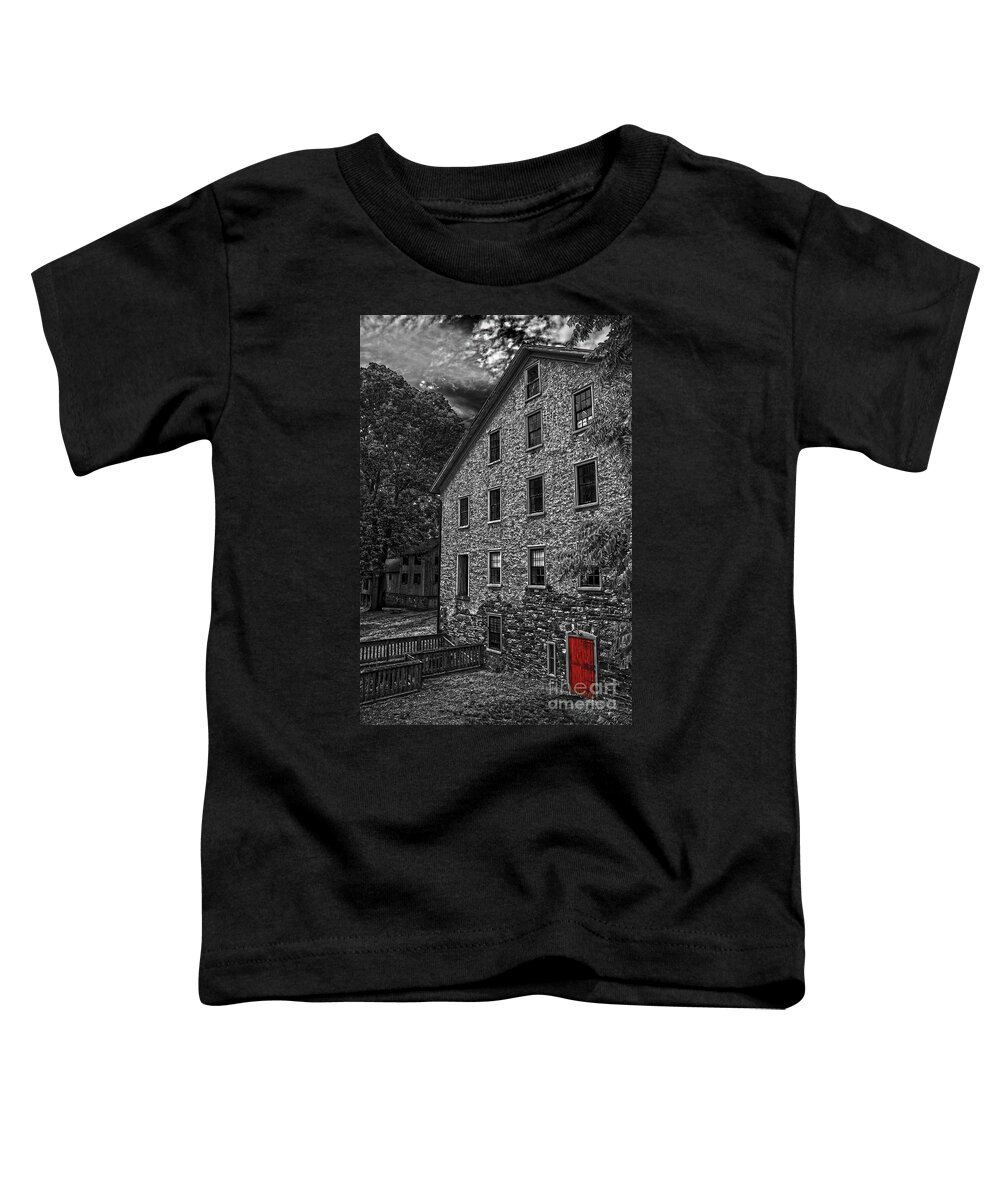 Selective Color Toddler T-Shirt featuring the photograph The Red Door by Debra Fedchin