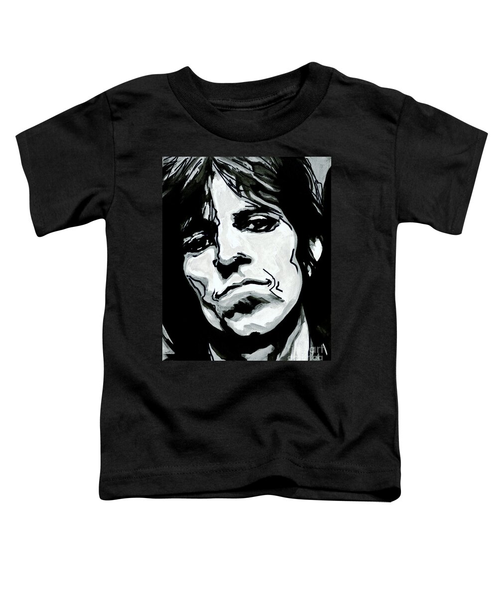 Contemporary Toddler T-Shirt featuring the painting The Rock Star-Keith Richards by Tanya Filichkin