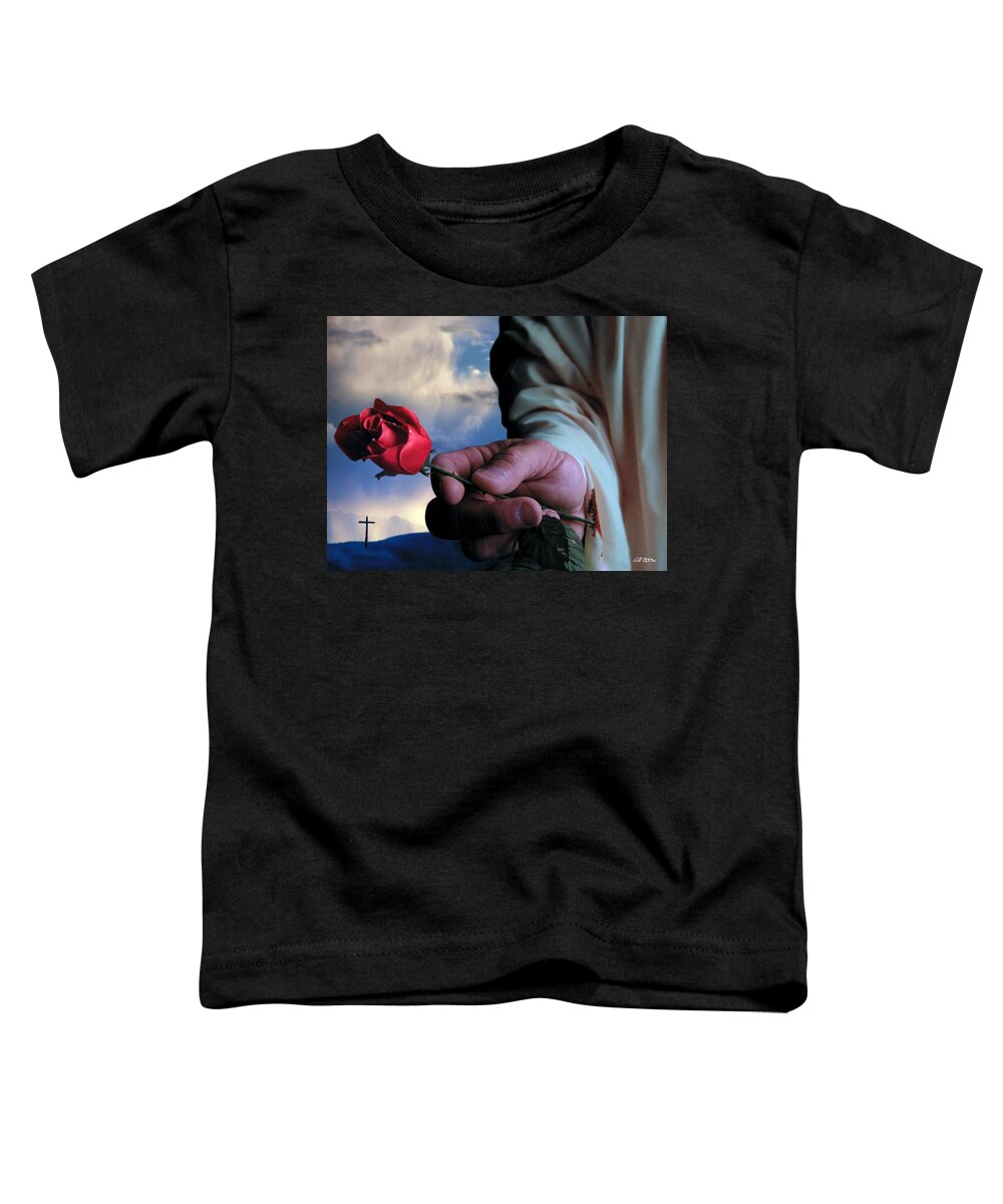  Yeshua Toddler T-Shirt featuring the digital art The Rose by Bill Stephens