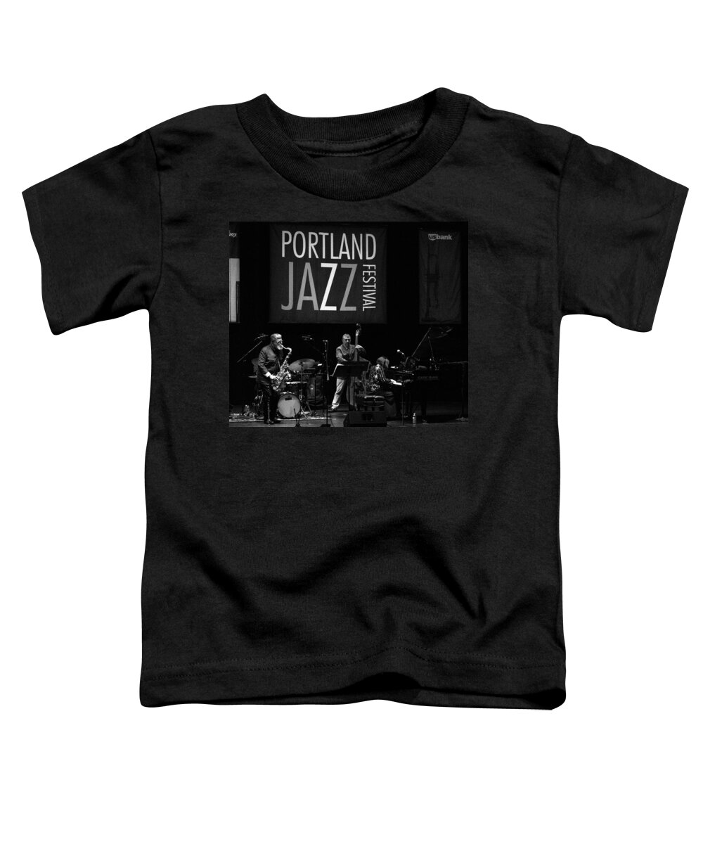 Jazz Toddler T-Shirt featuring the photograph Toshiko Akiyoshi and Lew Tabackin by Lee Santa