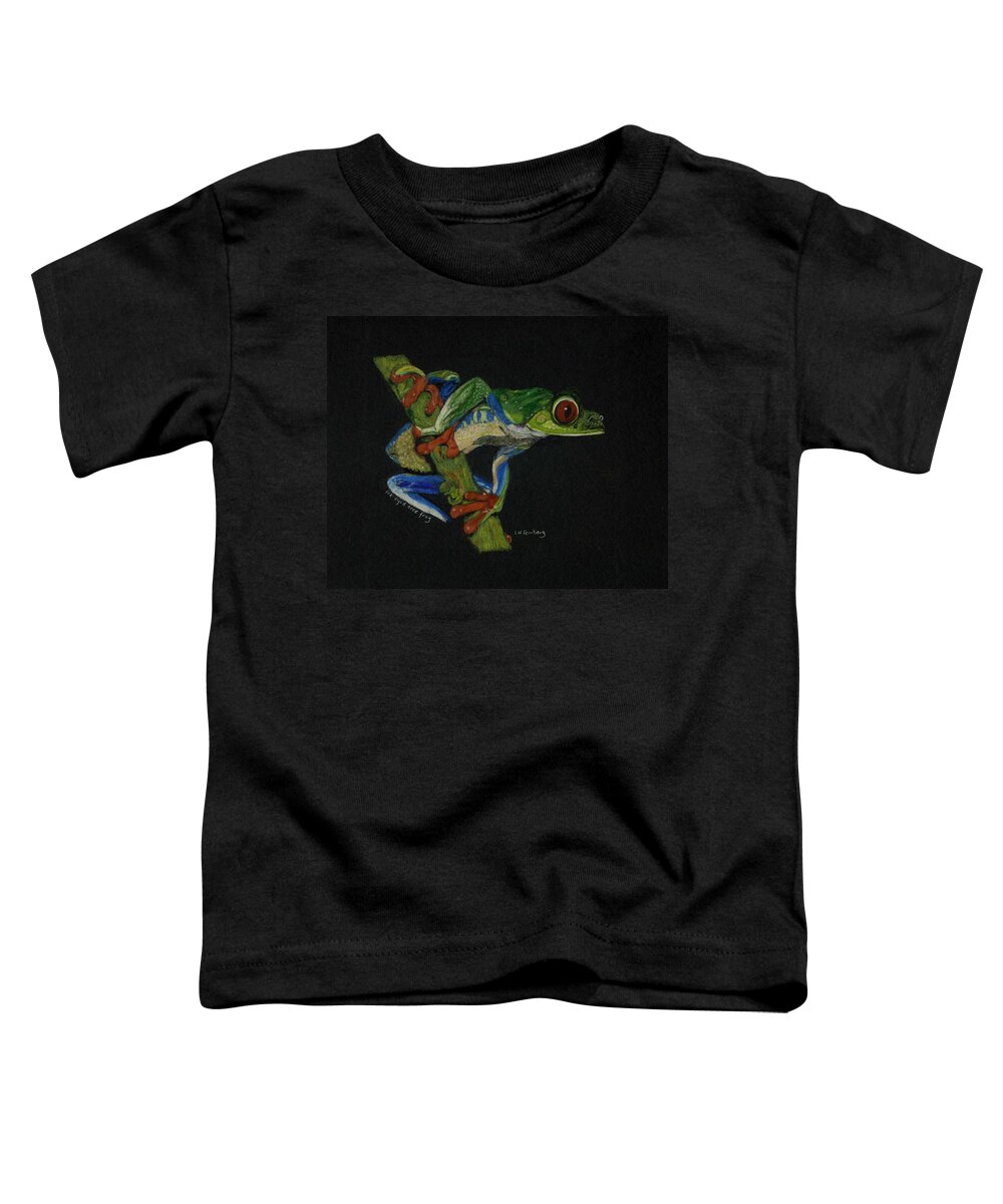 Frog Toddler T-Shirt featuring the painting Tree Frog by Linda Feinberg
