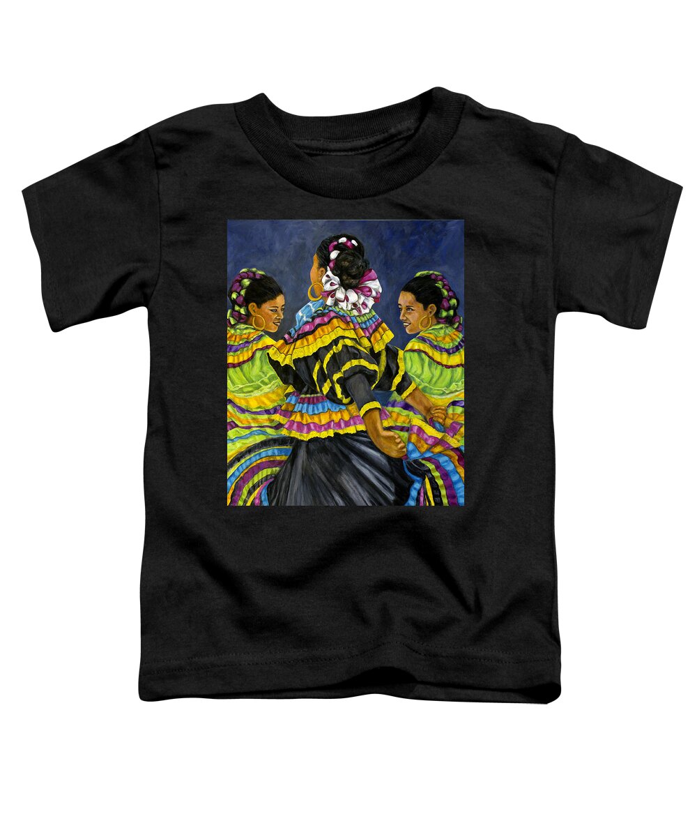 Dancers Toddler T-Shirt featuring the painting Tres Bailarinas by Pat Haley