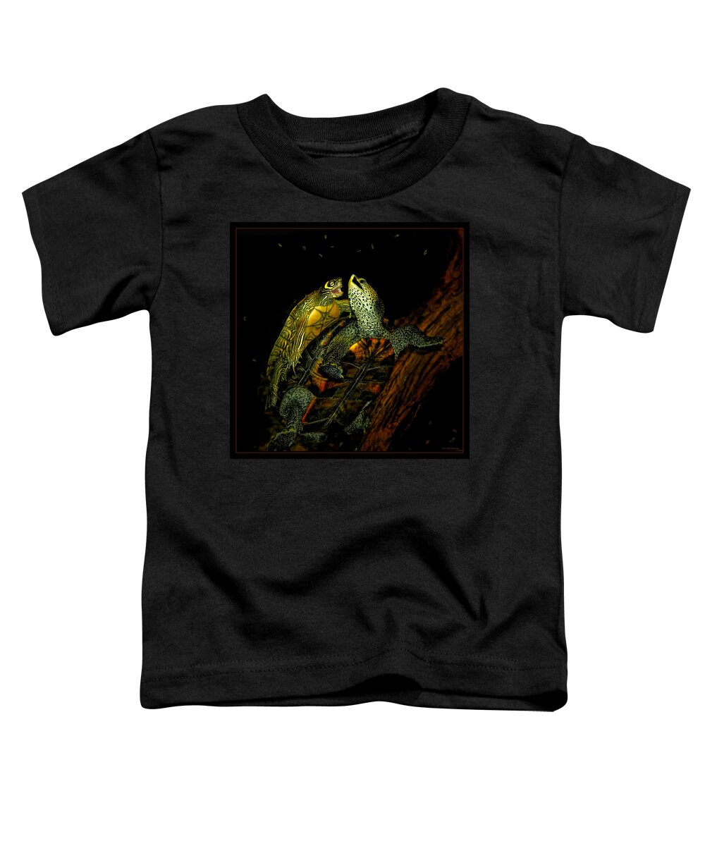 Turtle Toddler T-Shirt featuring the photograph Turtle Tango by Lucy VanSwearingen