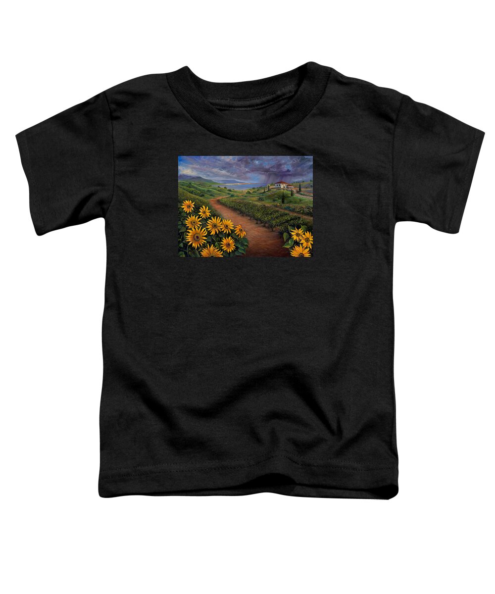 Sunflower Toddler T-Shirt featuring the painting Tuscan Landscape by Claudia Goodell