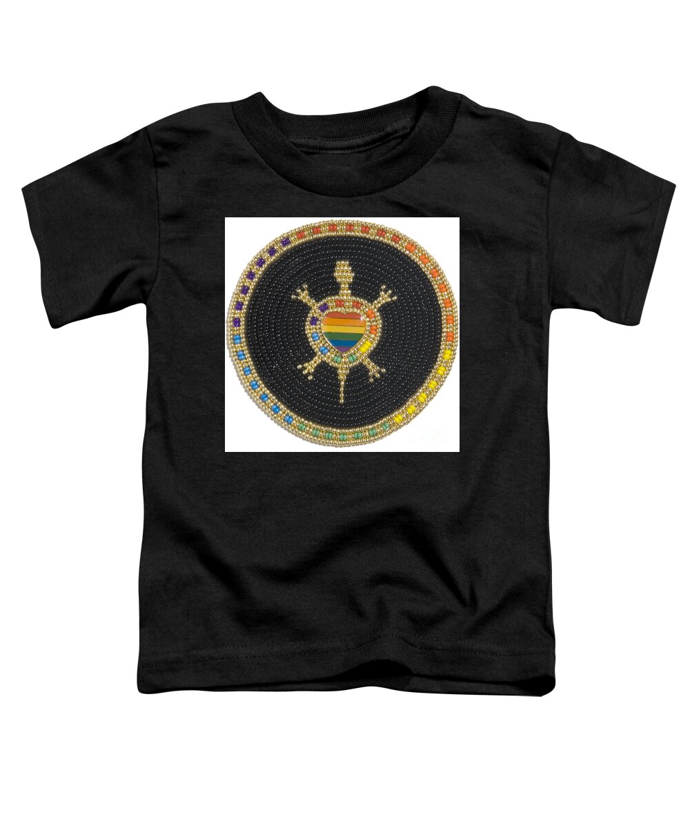 Beadwork Toddler T-Shirt featuring the mixed media Two Spirits by Douglas Limon