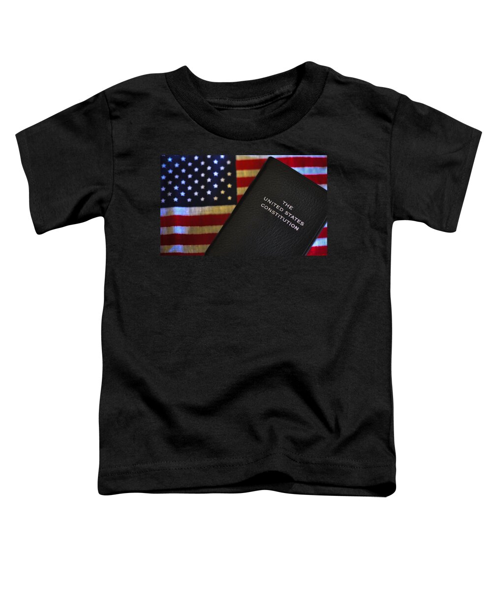 U.s. Constitution Toddler T-Shirt featuring the photograph United States Constitution and Flag by Ron White