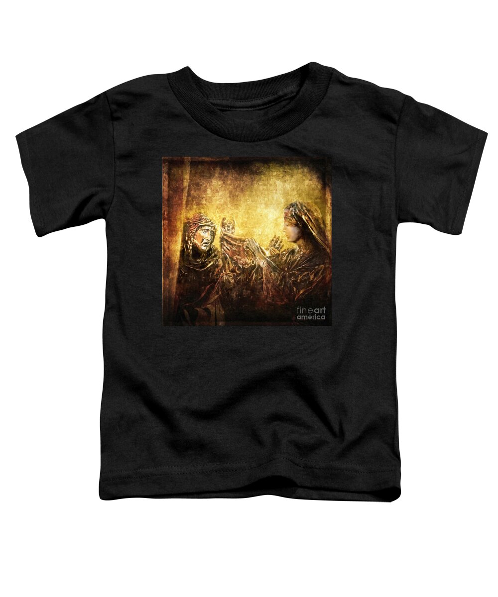 Jesus Toddler T-Shirt featuring the digital art Veronica Wipes His Face Via Dolorosa 6 by Lianne Schneider