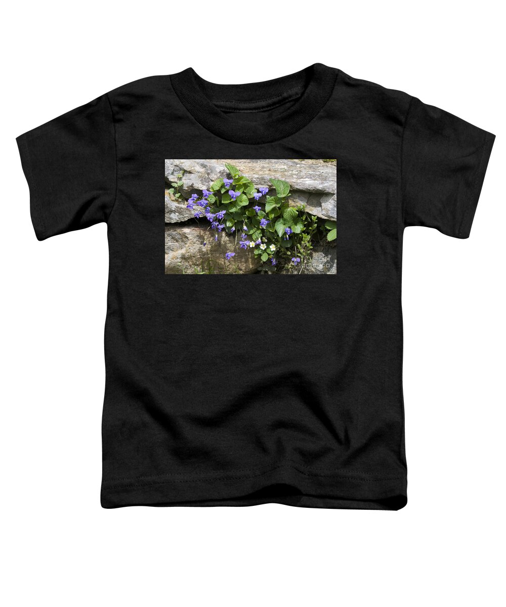 Violets Toddler T-Shirt featuring the photograph Violets and Wild Strawberries by John Greco